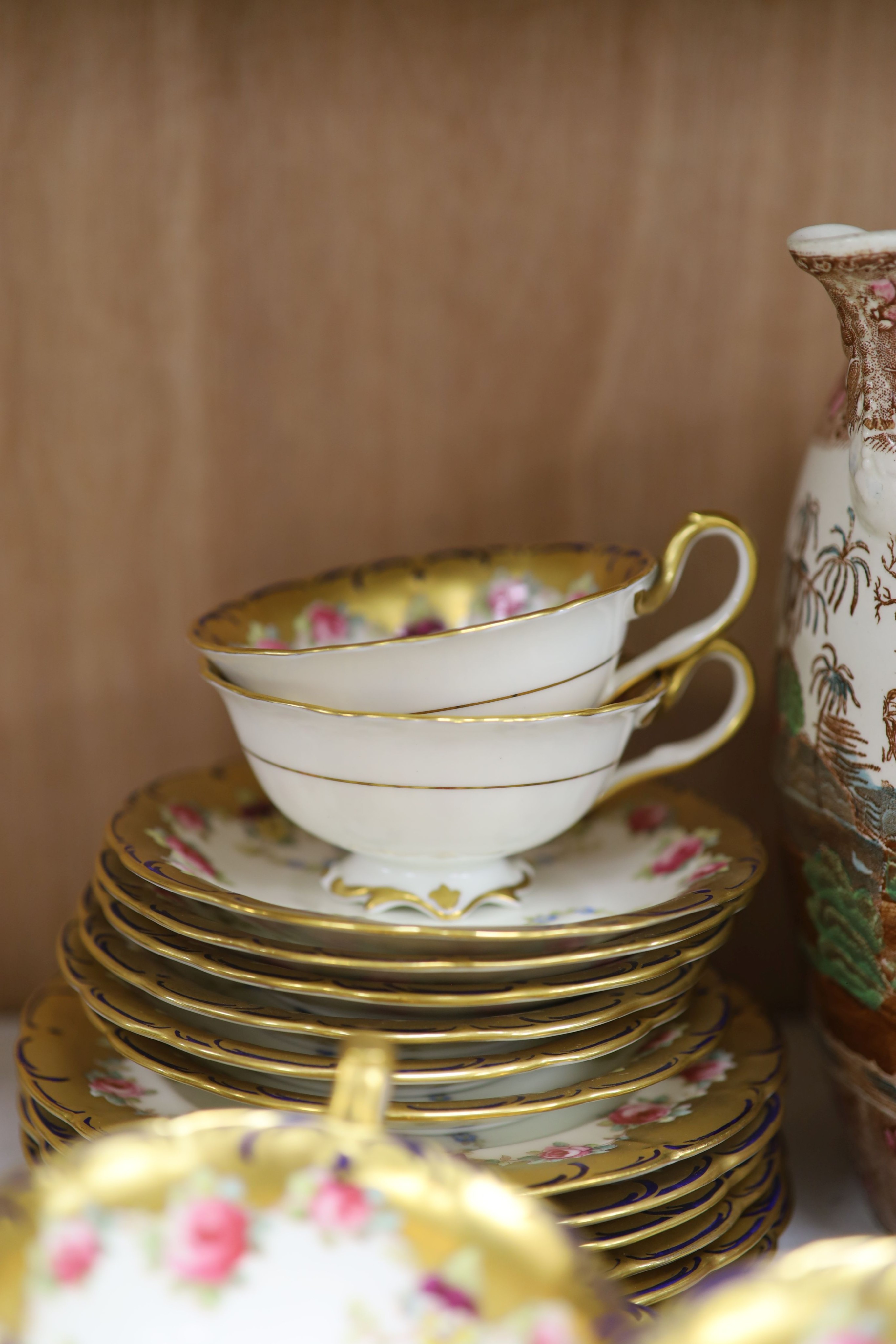 Mixed teaware, including Spode, Cauldon etc.